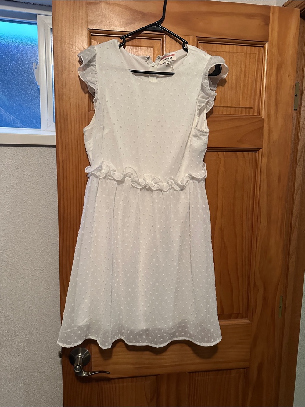 White Swiss Dot Ruffle Dress